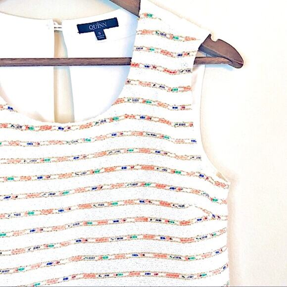 Francescas Quinn tweed striped shift dress cream Small EUC - Picture 3 of 14